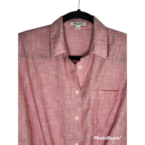 🌼HP🌼Madewell End On End Red Tie Front Button Down Top - Size M - Picture 6 of 7